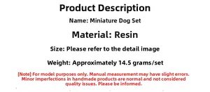 Macro detail of resin miniature dog set specifications and resin material for dollhouse