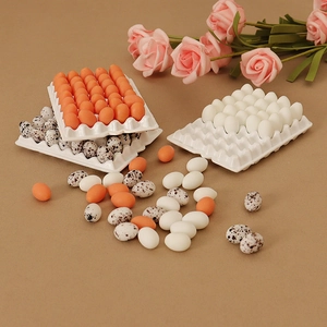 Miniature dollhouse eggs set with white trays for DIY crafts and micro landscape decor