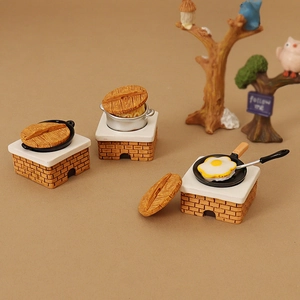 Miniature Dollhouse Kitchen Stove Set Resin Plastic Simulated Cooking Model Pastoral Style Micro Landscape Decor Accessories