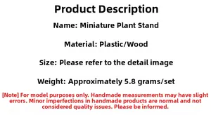 Detailed specifications for miniature dollhouse wooden plant stand model with weight details