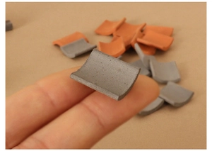 Miniature dollhouse roof tiles in grey and reddish brown for DIY building models
