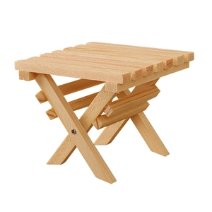 Miniature wooden folding table model for dollhouse decor with cross frame base