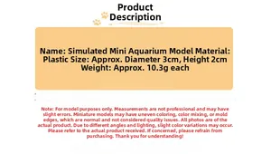 Detailed specs of miniature fish tank model with 3cm diameter and 10.3g weight