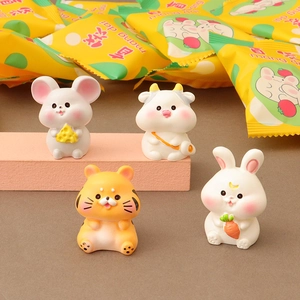 Mini figurines animaux du zodiaque en résine aux couleurs macaron pour décorations DIY