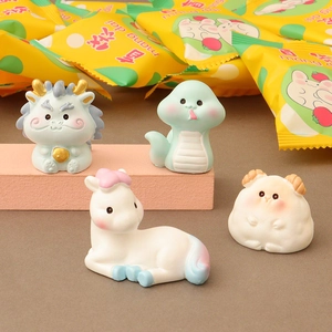 Mini figurines d'animaux du zodiaque en résine mate pour décoration de bureau DIY