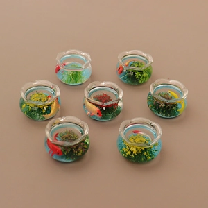 Miniature Dollhouse Fish Tank Model Simulation Goldfish Aquatic Plants Resin Ornament DIY Micro Landscape Scene Decoration