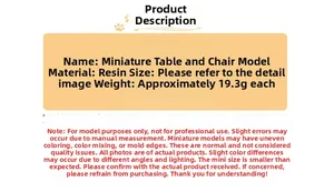 Miniature resin table and chair model weighing 19.3g for DIY dollhouse decoration