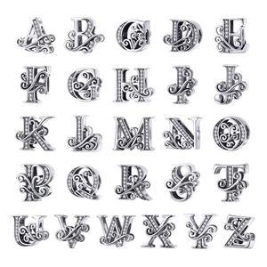 925 Sterling Silber Anfangsbuchstaben Alphabet Charms Mit Zirkonia Für DIY Armband Halskette Schmuckherstellung