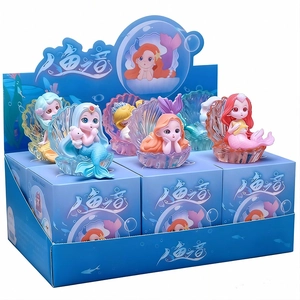 Luminous mermaid princess blind box figurines set with seashell bases for desk decor
