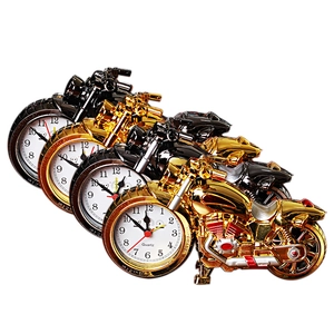 Creative motorcycle-shaped alarm clock in gold and black with quartz analog dial