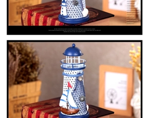 Detailed Mediterranean lighthouse decor with mini sailboat and nautical fishing net details