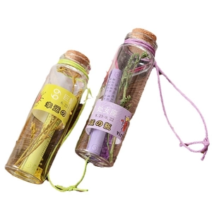 Zodiac glass wishing bottles with cork and dried flowers for couples gift set