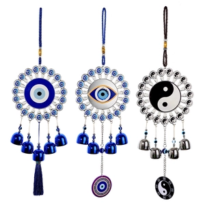 Turkish Blue Evil Eye and Yin Yang hanging bells for home window and door decor
