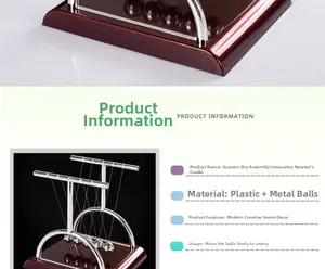 Detailed view of Newton's cradle swing model with red base and five metal balls