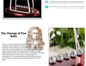 Détail du pendule de Newton montrant cinq billes métalliques et le principe de l'élan