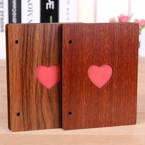 6-inch creative wooden heart photo album with DIY scrapbook design and rustic finish