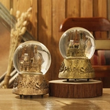 Detail of vintage Paris snow globes with bronze bases and miniature Eiffel Tower decor