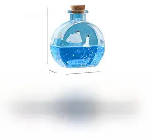 Détail d'un sablier liquide nautique avec bateau et phare à l'intérieur de la fiole