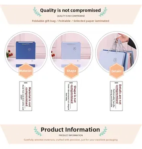 Detailed view of foldable white cardboard gift bags with sturdy rope handles