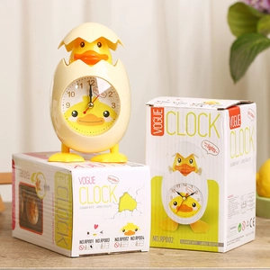 Cartoon chick eggshell alarm clock for kids with warm night light and creative gift box