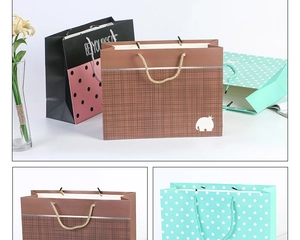 Details zu Papiertragetaschen mit Punktemuster, Karodesign und robusten Kordelgriffen