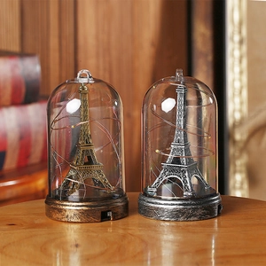 Eiffel Tower glass dome LED desk lamp with metallic base for home and office decor