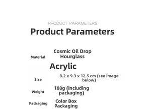 Detailed specifications for space oil droplet hourglass made of acrylic material