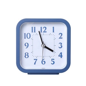 Minimalist square blue desk clock with large easy-to-read Arabic numerals for bedrooms
