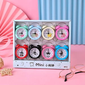 Mini Portable Metal Alarm Clock Cute Cartoon Fruit Panda Small Table Clock For Bedside Student Desktop Home Decor