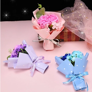 Soap flower bouquet gift set with pink purple and blue roses in Just For You wrap