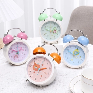 Colorful fruit series silent twin bell alarm clocks for students in four pastel colors
