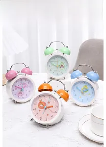 Detailed collection of colorful fruit themed silent twin bell alarm clocks for kids