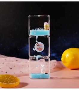 Detail of creative ice cream rabbit oil drip timer with blue liquid on a starry background