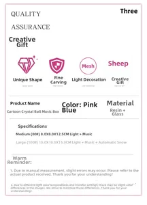 Detailed specifications of cartoon crystal ball music box with light and auto-snow functions