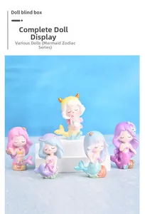 Detailopname van verschillende pastel zeemeerminpoppen uit de zodiac blind box collectie