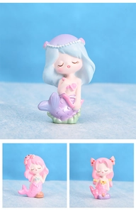 Trois figurines sirène en résine aux couleurs macaron pour décor de table et maison