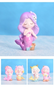 Détails de figurines sirènes en résine pastel avec perles et motifs marins