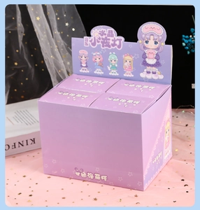 Close-up of Lolita themed crystal music night light boxes with anime girl illustrations