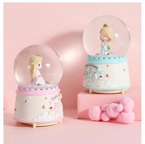 Detail of cartoon princess crystal ball with 3D castle relief and Lovely Princess text