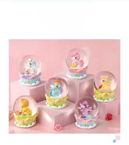 Lot de 6 boules de cristal My Little Pony avec bases nuages de lotus lumineuses pour bureau