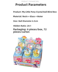 Détails de la boule à neige My Little Pony montrant le diamètre de 6,5 cm et résine