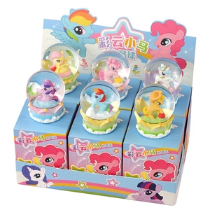Coffret de boules de cristal poney arc-en-ciel avec six ornements en verre lumineux