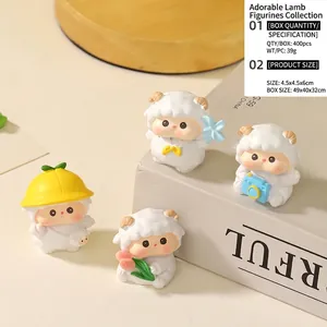 Süße Mini Lamm Harz Figur Heilung Schaf Schreibtisch Ornament Für Auto Schlafzimmer Büro Dekor Kreative Cartoon Tier Skulptur Geschenk