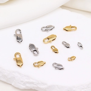 Various sizes of gold and silver stainless steel lobster clasps for DIY jewelry
