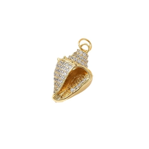 Pendentif conque plaqué or 14k avec zircons étincelants pour bijoux personnalisés