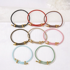 Adjustable woven 3mm cord bracelets in 8 colors with gold metal slider beads