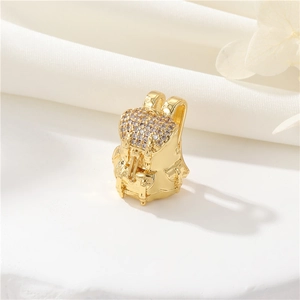 14K gold plated backpack pendant with micro-inlaid white zircons for DIY jewelry