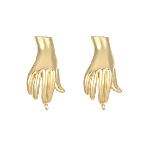 Coppia di connettori per orecchini a forma di mano placcati in oro 14K DIY