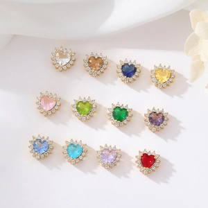 Pendentif Coeur En Cuivre Plaqué Or 14K Zirconia Matériel De Fabrication De Bijoux DIY Perle Pierre De Naissance Accessoires Collier Bracelet
