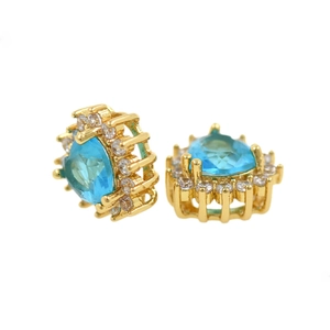 Perles de zircon en cœur plaqué or 14K pour la création de colliers et bracelets DIY